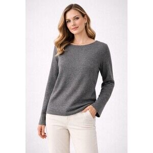 Giordano Ladies Wool Blend Sweater Gray Size 2 Lightweight Knit Long Sleeve